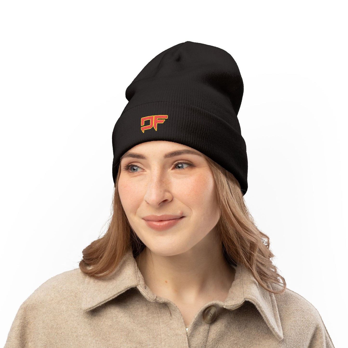 DF Embroidered Knit Beanie