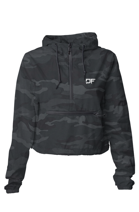 women Camo Crop Windbreaker - "Built Different"